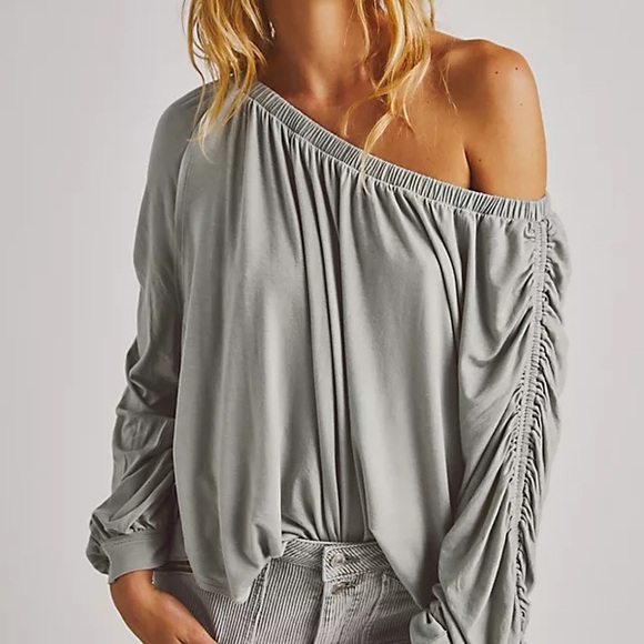 We The Free Tops - We The Free One-Shoulder Gray Blouse